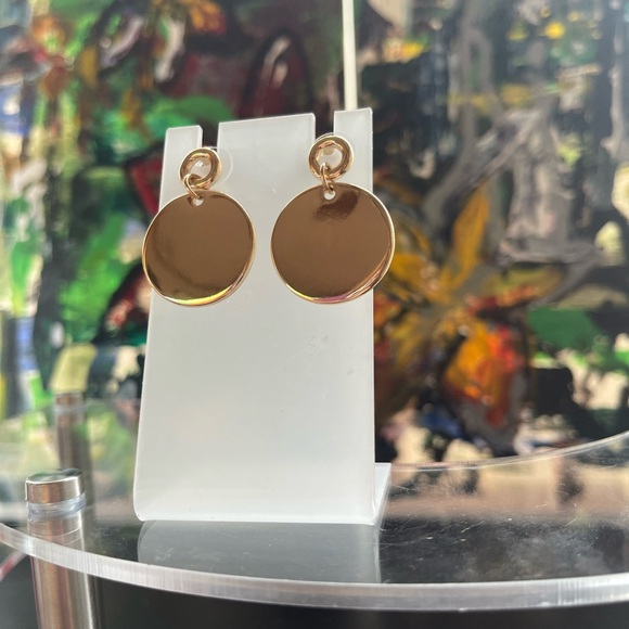 14th & Union Gold Tone Posts With Dangling Disc 1.25inch approx - Picture 1 of 5